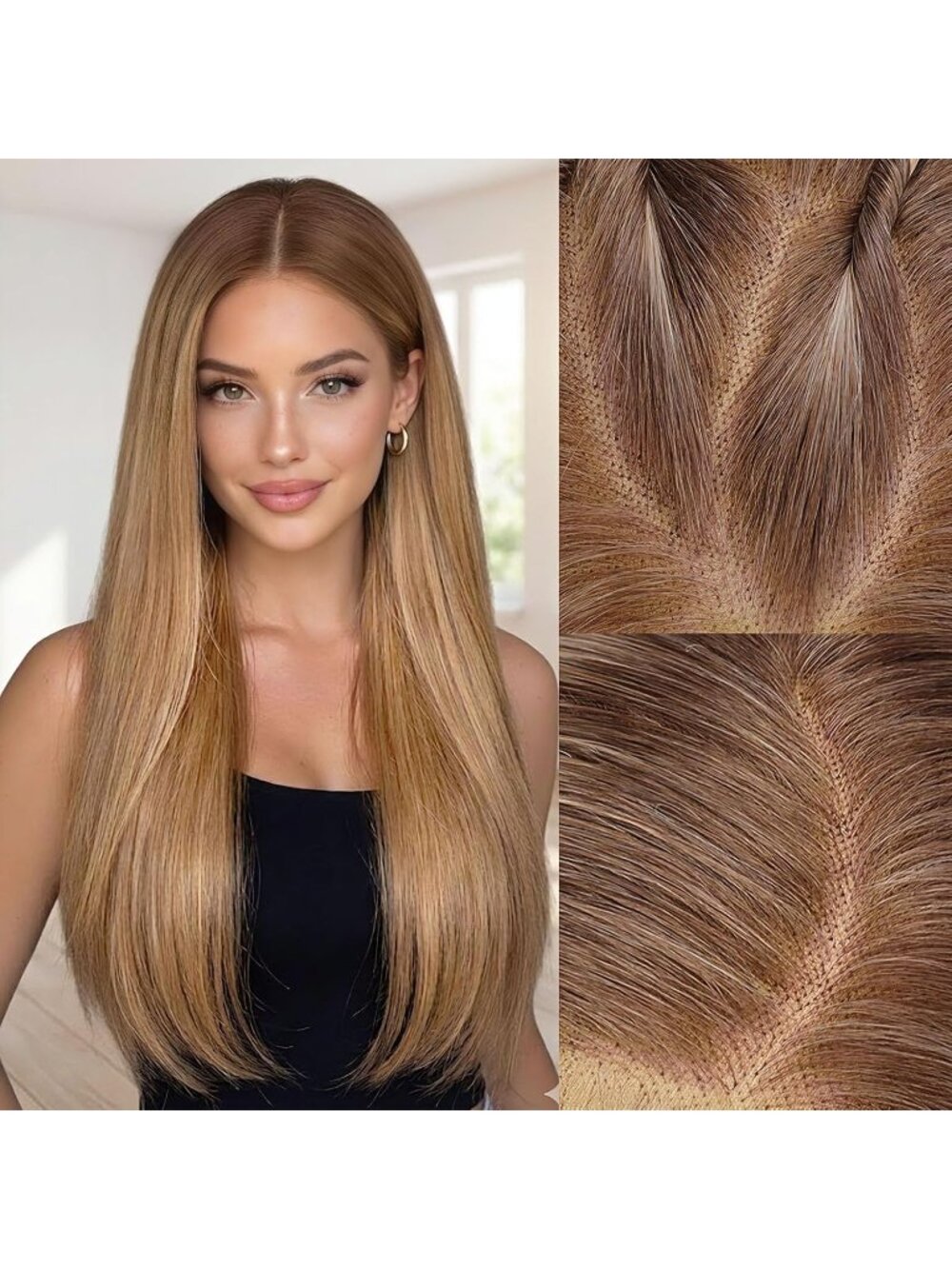 Women's light blonde Glueless Synthetic Lace Front Pre-Plucked Hairline 28 Inch